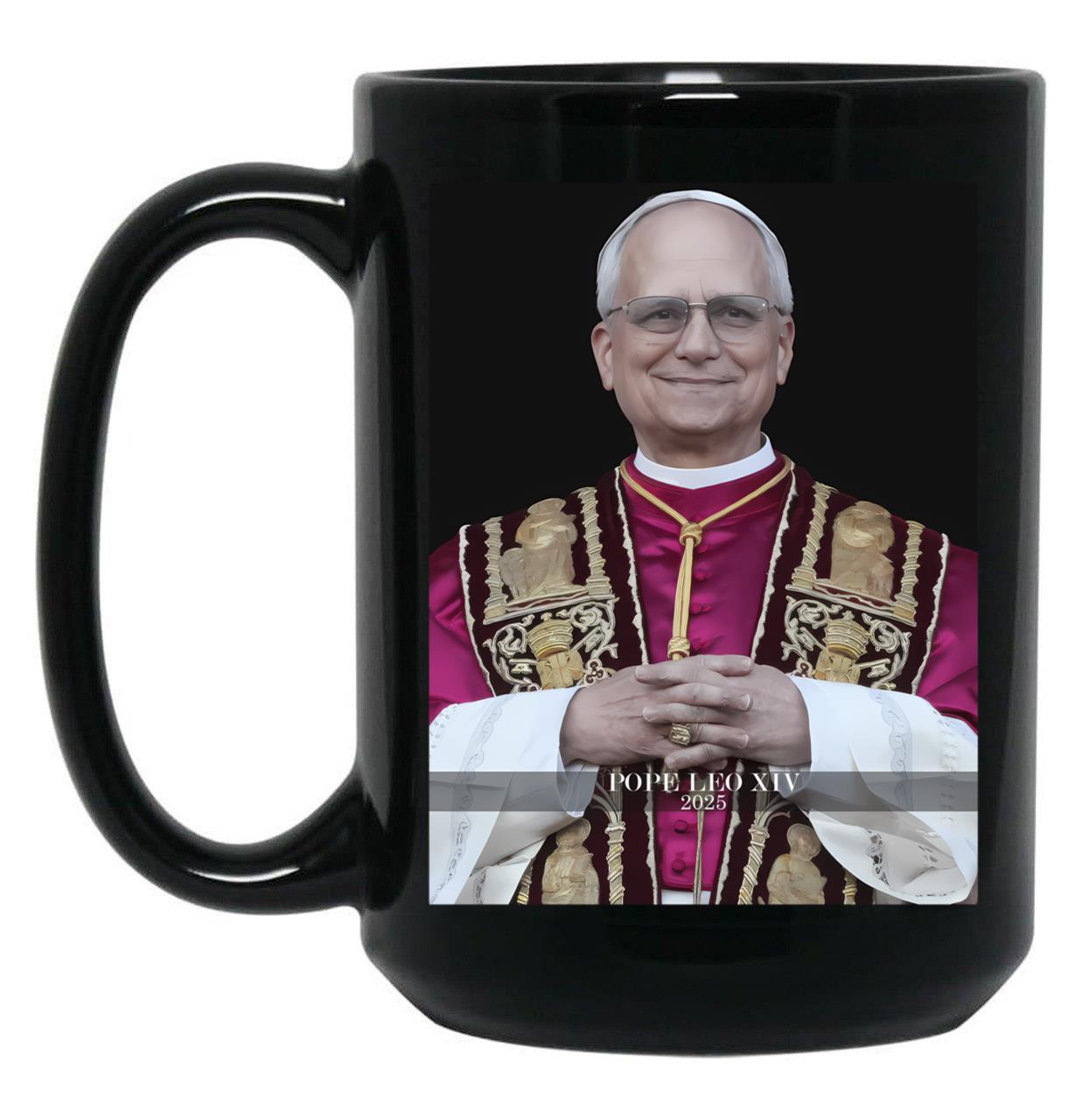 Pope Leo Xiv 2025 Black Coffee Mug