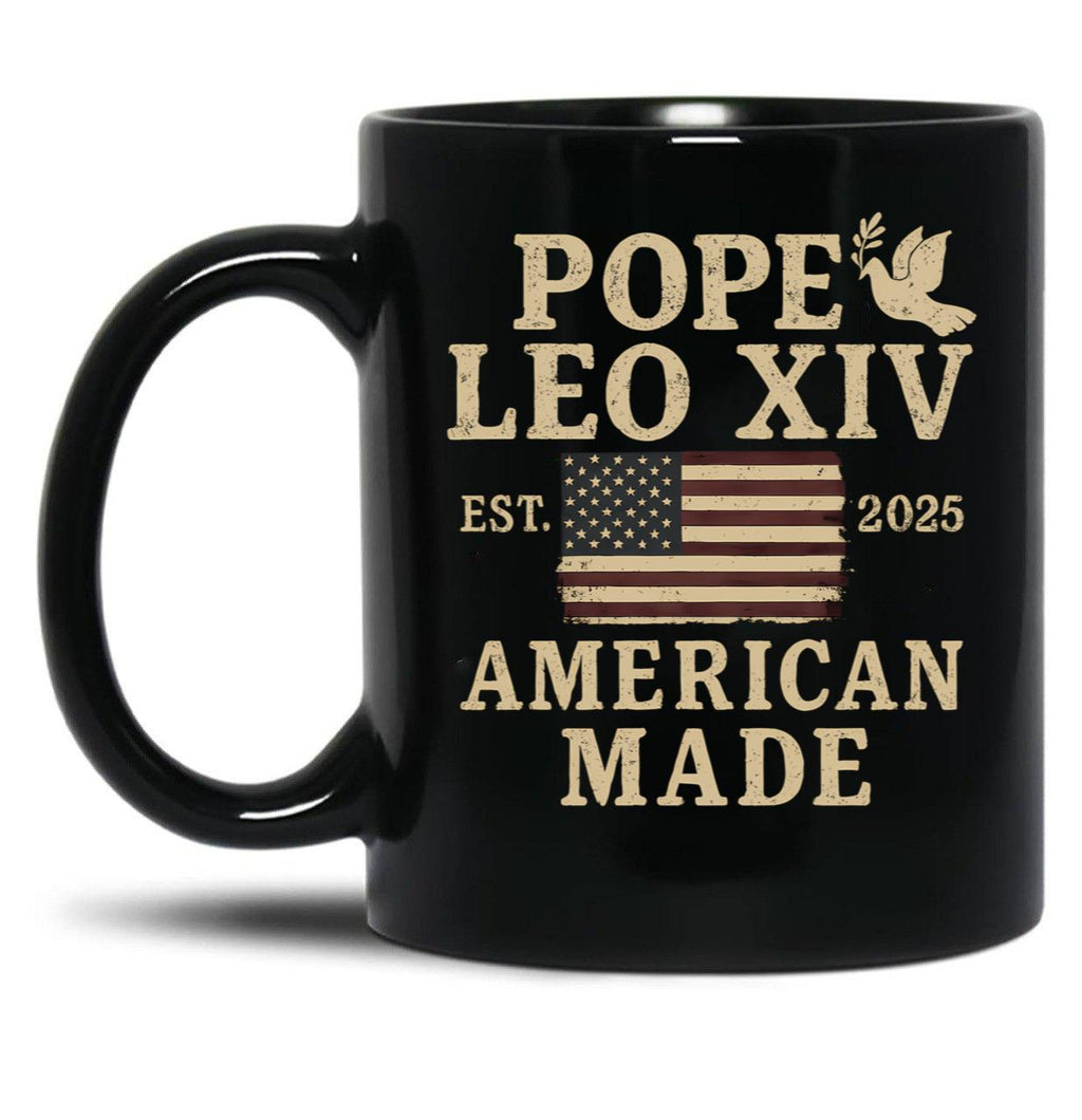Pope Leo Xiv American Made Black Coffee Mug