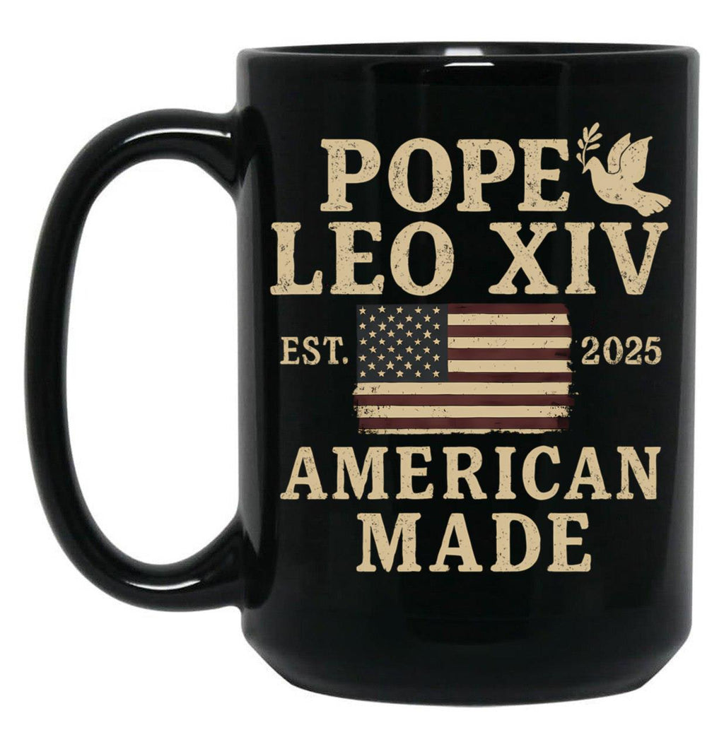 Pope Leo Xiv American Made Black Coffee Mug