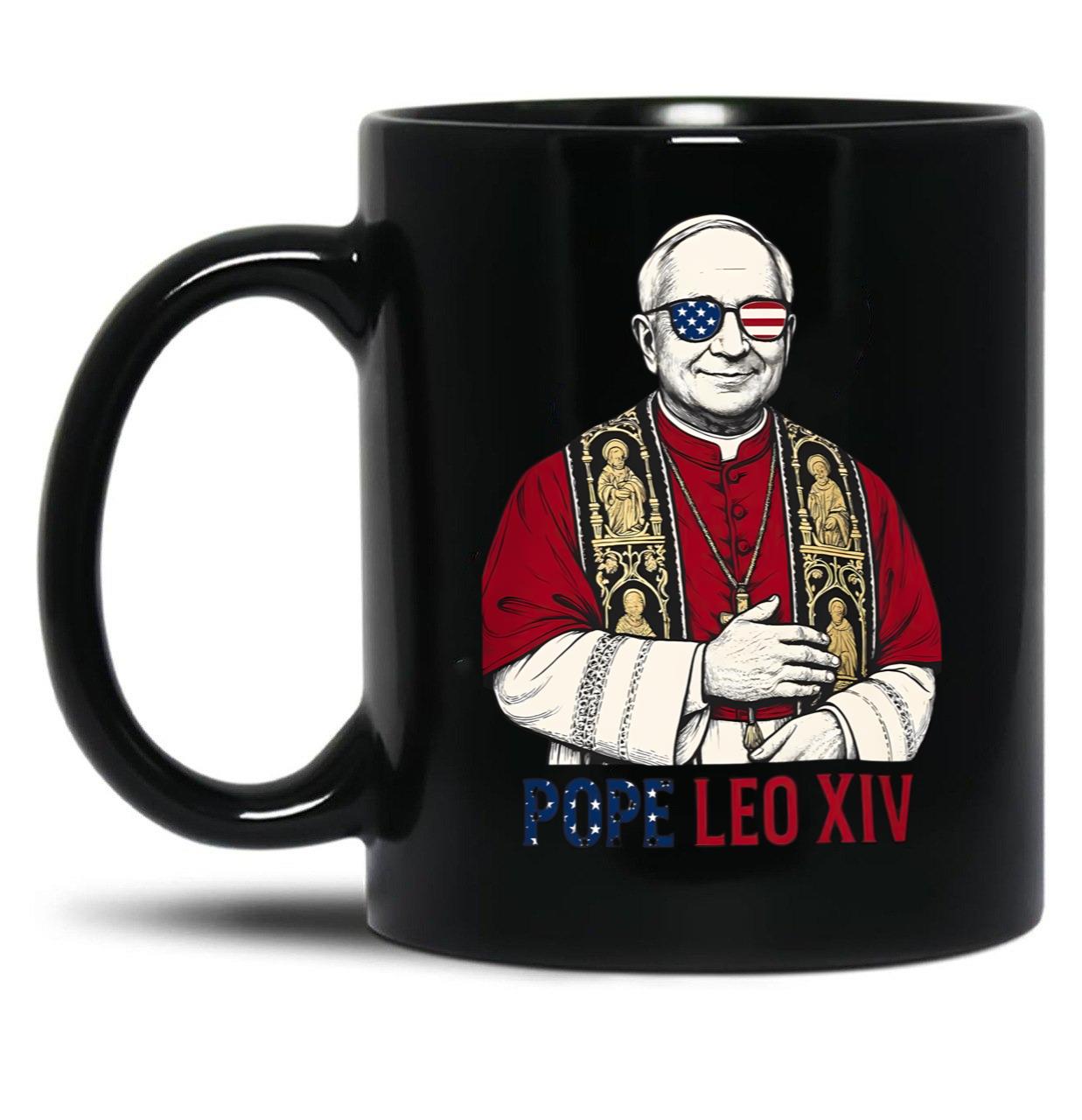Pope Leo Xiv American Pope 2025 Robert Prevost Black Coffee Mug