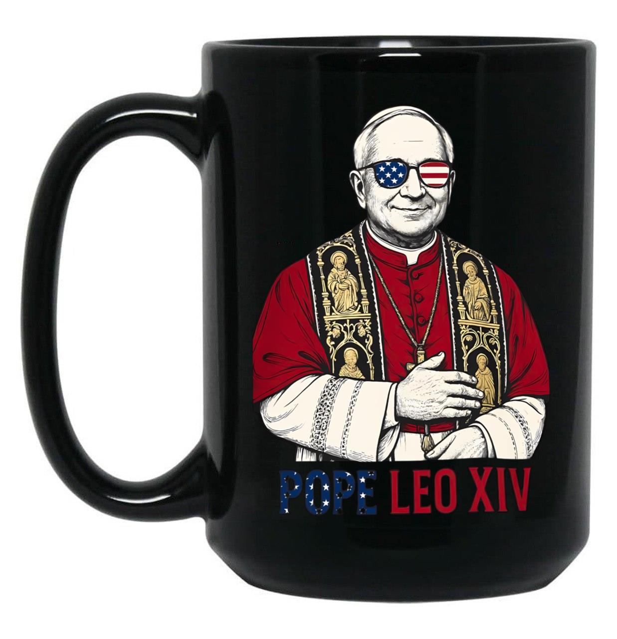 Pope Leo Xiv American Pope 2025 Robert Prevost Black Coffee Mug