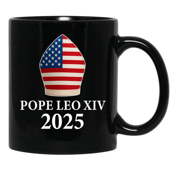 Pope Leo Xiv American Pope Robert Prevost Black Coffee Mug - Black