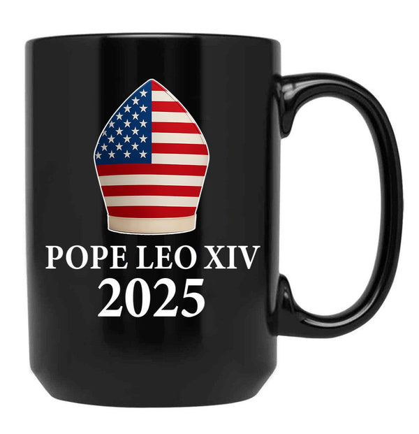 Pope Leo Xiv American Pope Robert Prevost Black Coffee Mug - Black