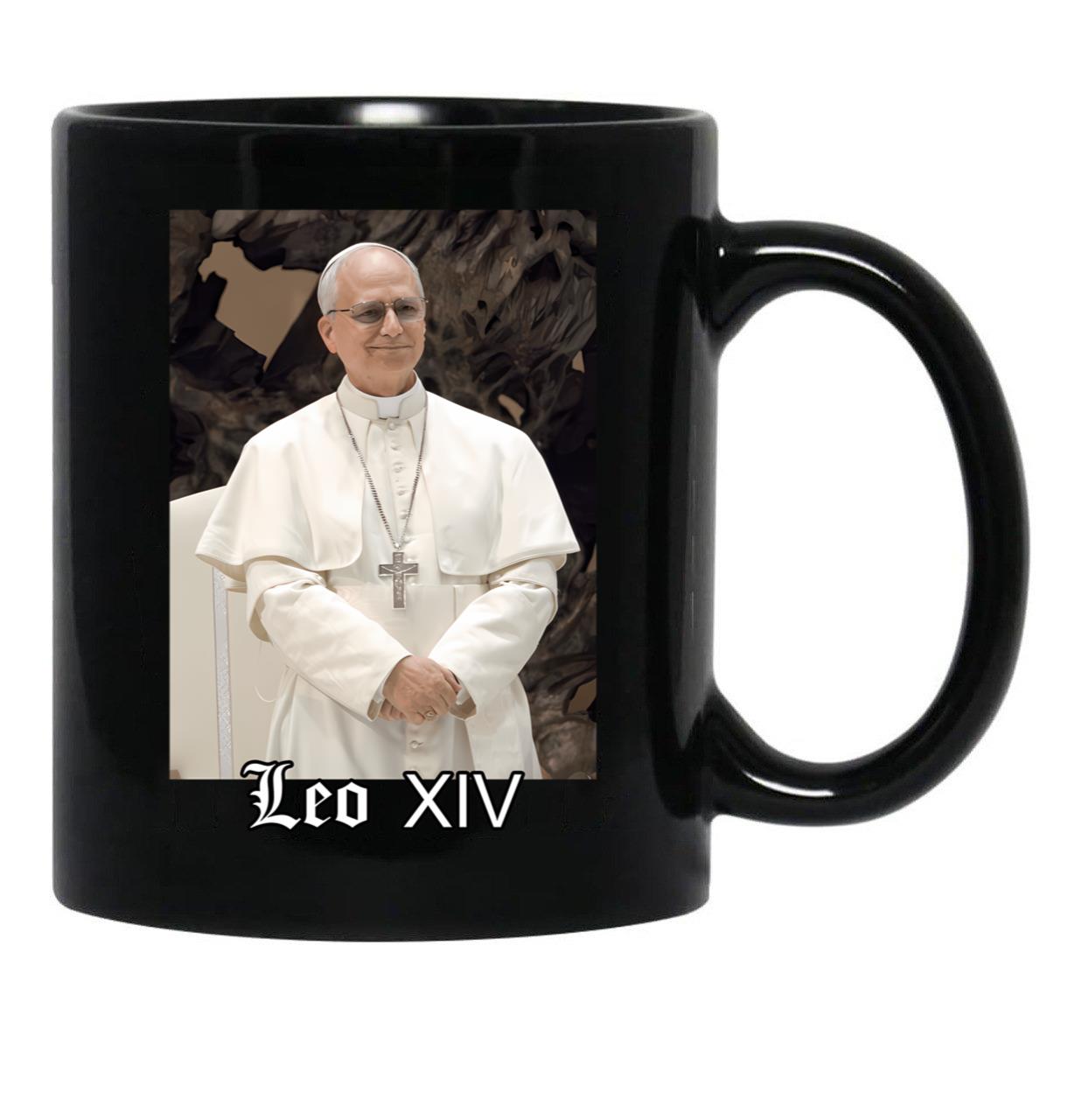 Pope Leo Xiv Fan Art Merch (1) Black Coffee Mug - Black