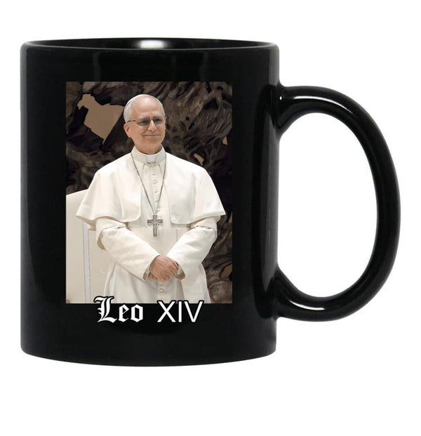 Pope Leo Xiv Fan Art Merch (1) Black Coffee Mug - Black