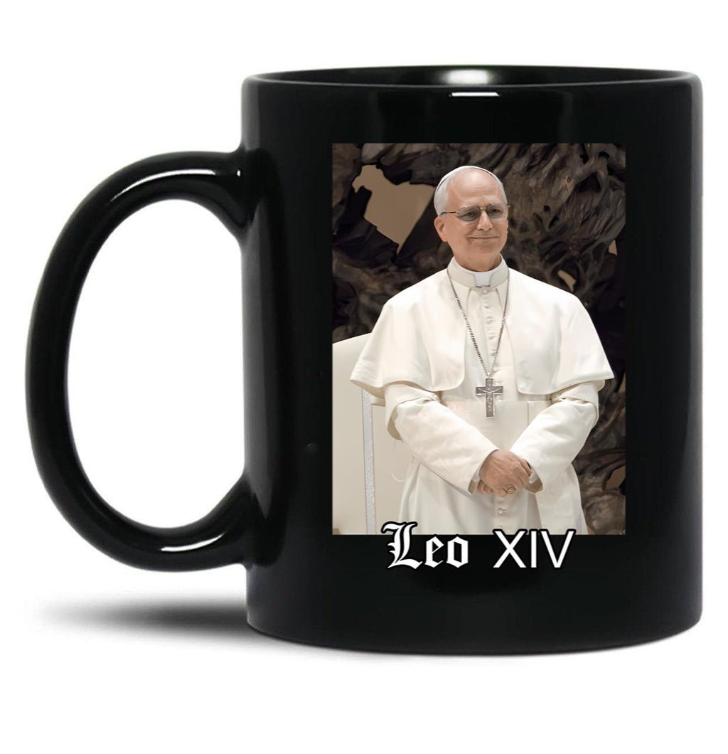 Pope Leo Xiv Fan Art Merch (1) Black Coffee Mug