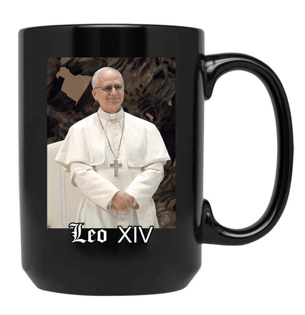 Pope Leo Xiv Fan Art Merch (1) Black Coffee Mug - Black