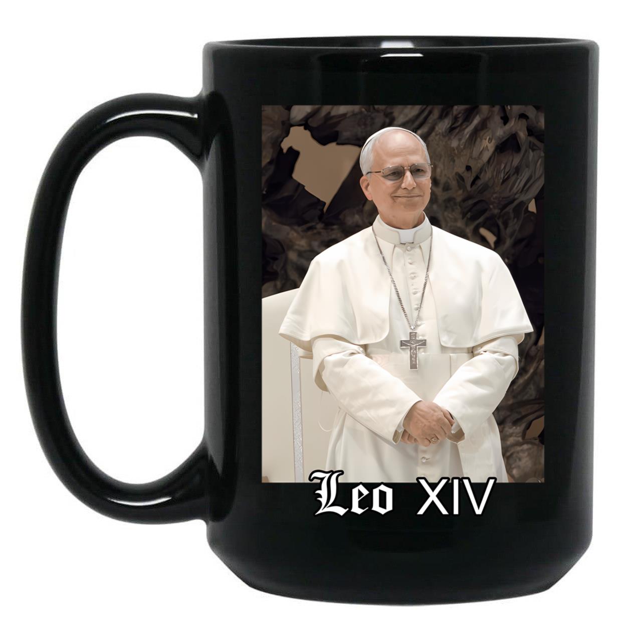 Pope Leo Xiv Fan Art Merch (1) Black Coffee Mug