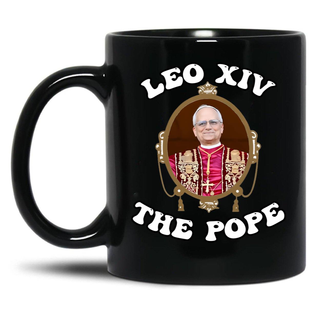 Pope Leo Xiv Fan Art Merch Black Coffee Mug