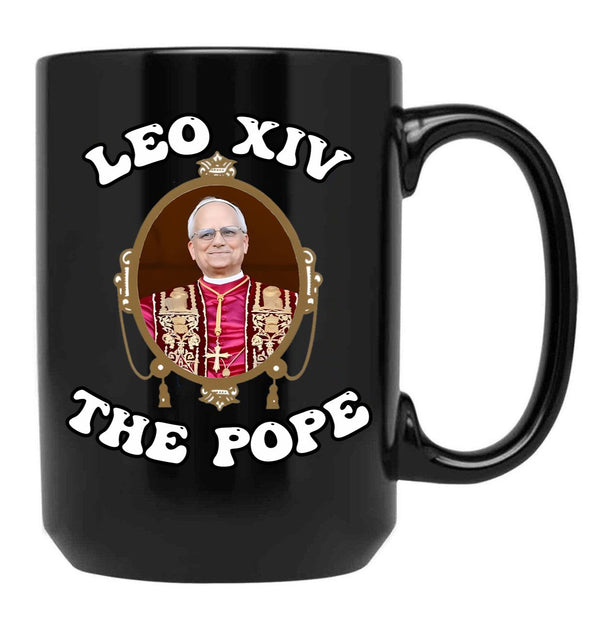 Pope Leo Xiv Fan Art Merch Black Coffee Mug - Black