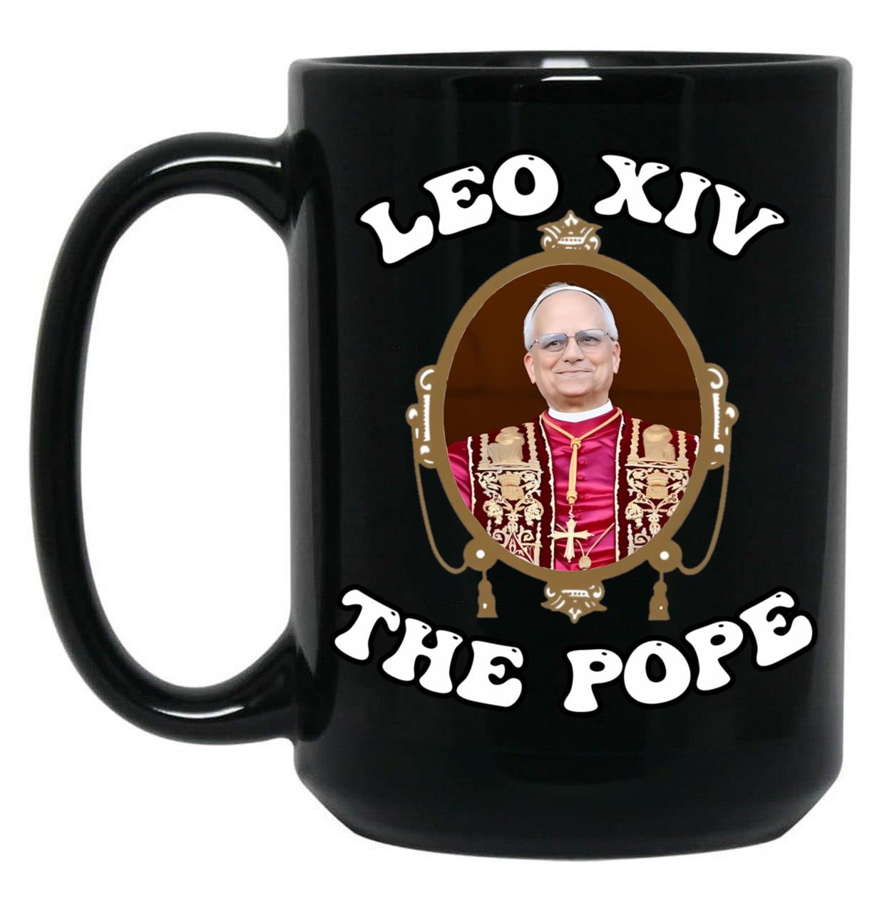 Pope Leo Xiv Fan Art Merch Black Coffee Mug