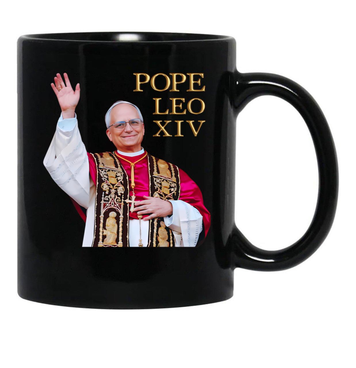 Pope Leo Xiv Gold Black Coffee Mug - Black
