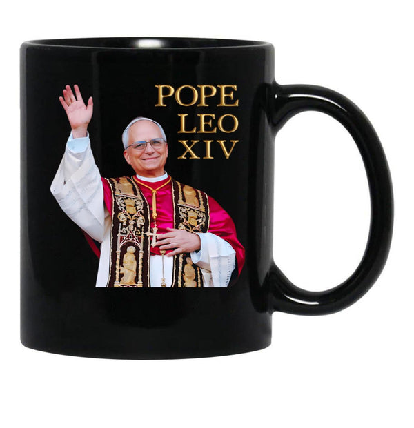 Pope Leo Xiv Gold Black Coffee Mug - Black