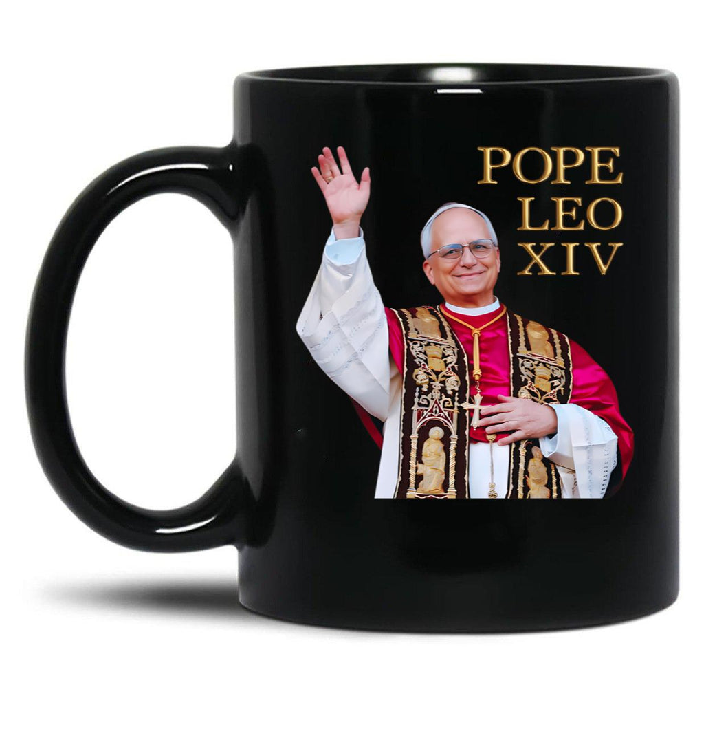 Pope Leo Xiv Gold Black Coffee Mug