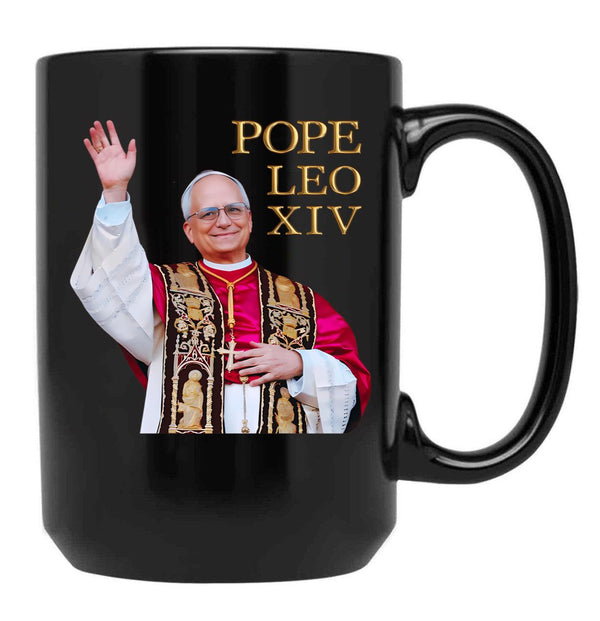 Pope Leo Xiv Gold Black Coffee Mug - Black