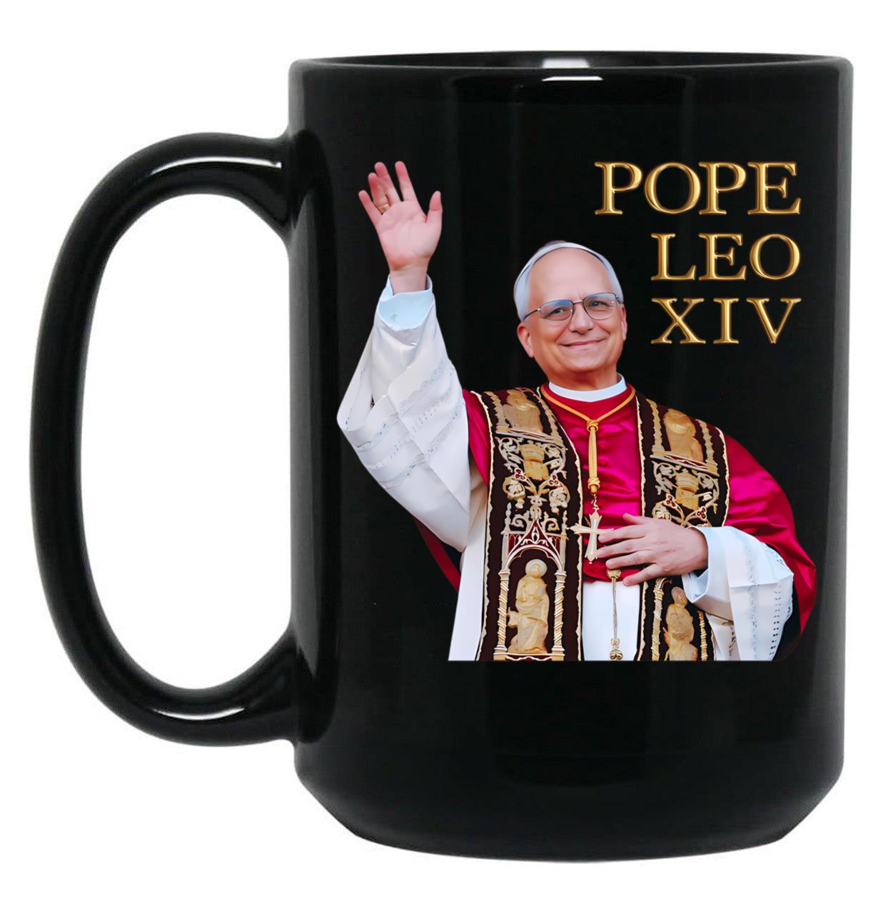 Pope Leo Xiv Gold Black Coffee Mug