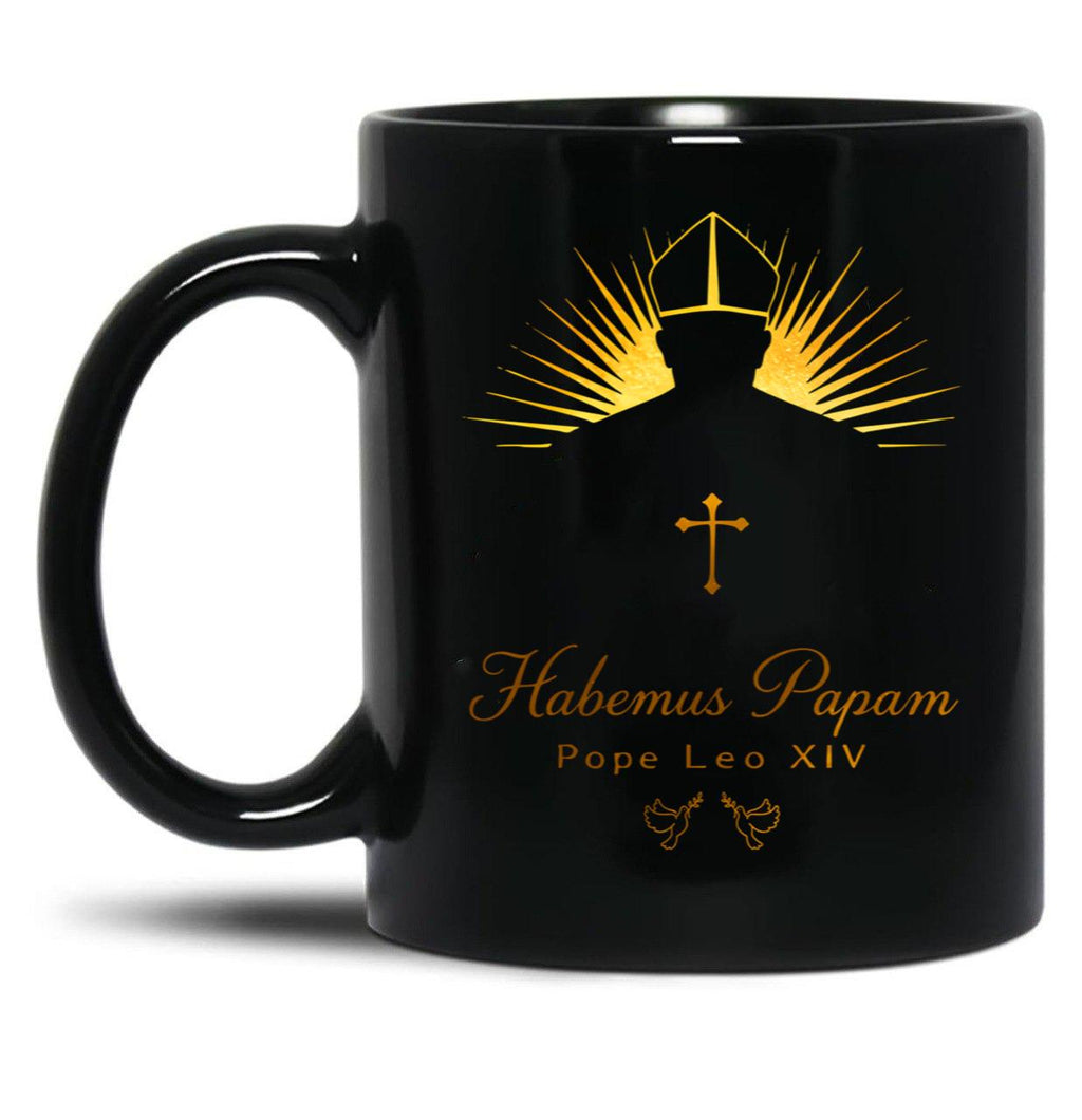 Pope Leo Xiv Habemus Papam In Gold Black Coffee Mug