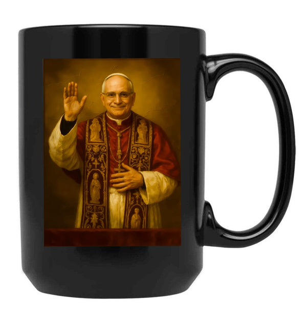 Pope Leo Xiv Retro Art Black Coffee Mug - Black