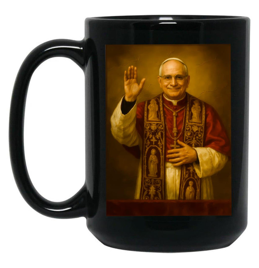 Pope Leo Xiv Retro Art Black Coffee Mug