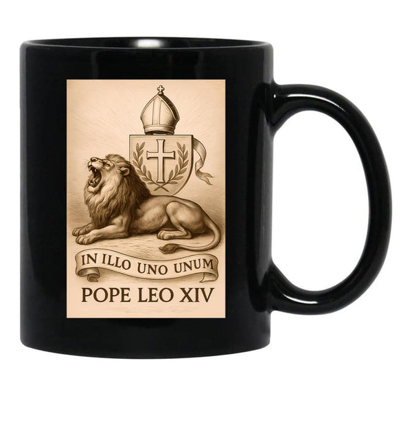Pope Leo Xiv The Heraldic Lion Black Coffee Mug - Black