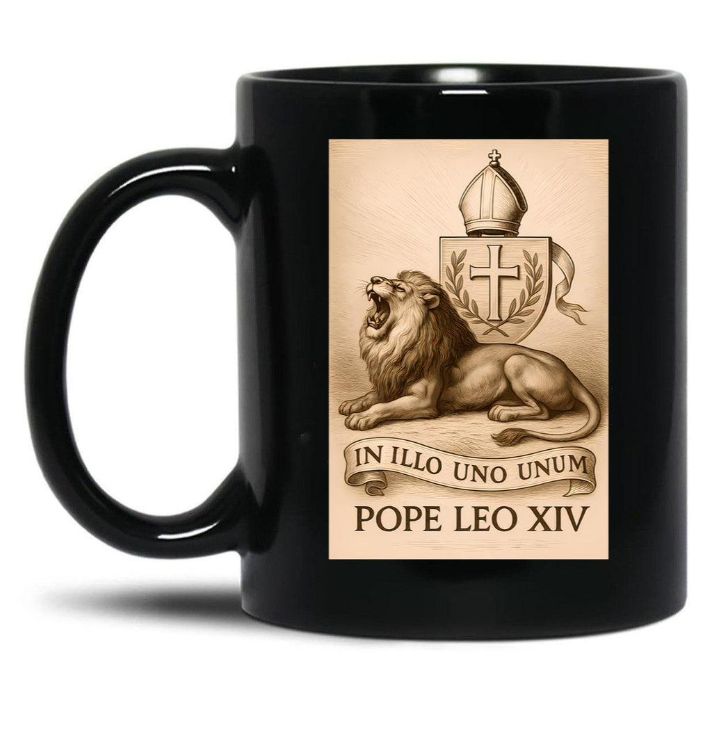 Pope Leo Xiv The Heraldic Lion Black Coffee Mug