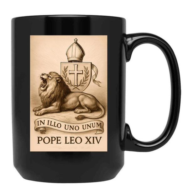 Pope Leo Xiv The Heraldic Lion Black Coffee Mug - Black