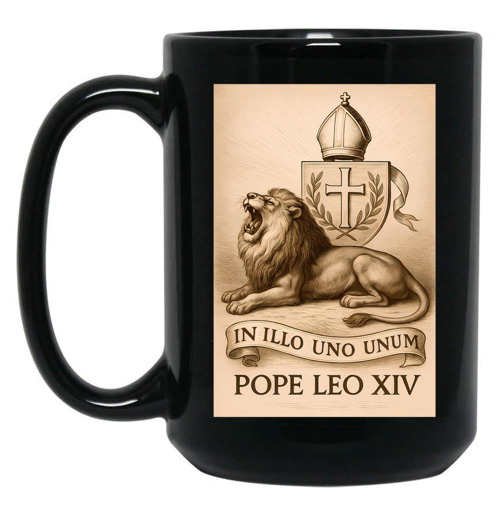Pope Leo Xiv The Heraldic Lion Black Coffee Mug