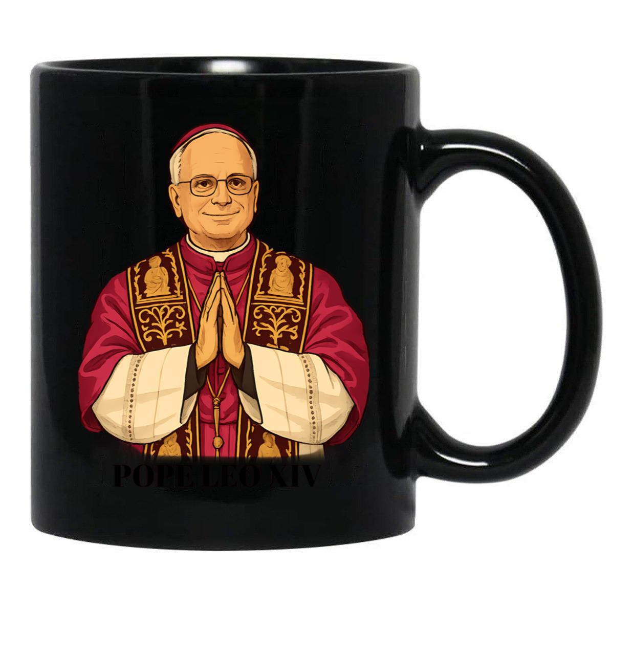 Pope Stylized Pope Leo Xiv Black Coffee Mug - Black