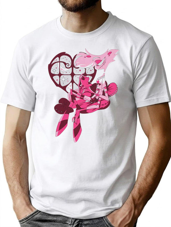 Popomu Angel Dust and Fat Nugget Valentines Night - Hazbin Hotel Essential Premium Heavyweight Cotton T-Shirt - White