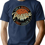 Poppa Like A Grandpa Only Cooler Vintage Retro T-Shirt for Men & Women, T-Shirts Graphic Tee - Navy