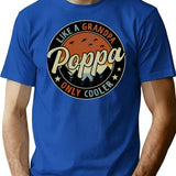 Poppa Like A Grandpa Only Cooler Vintage Retro T-Shirt for Men & Women, T-Shirts Graphic Tee - Blue