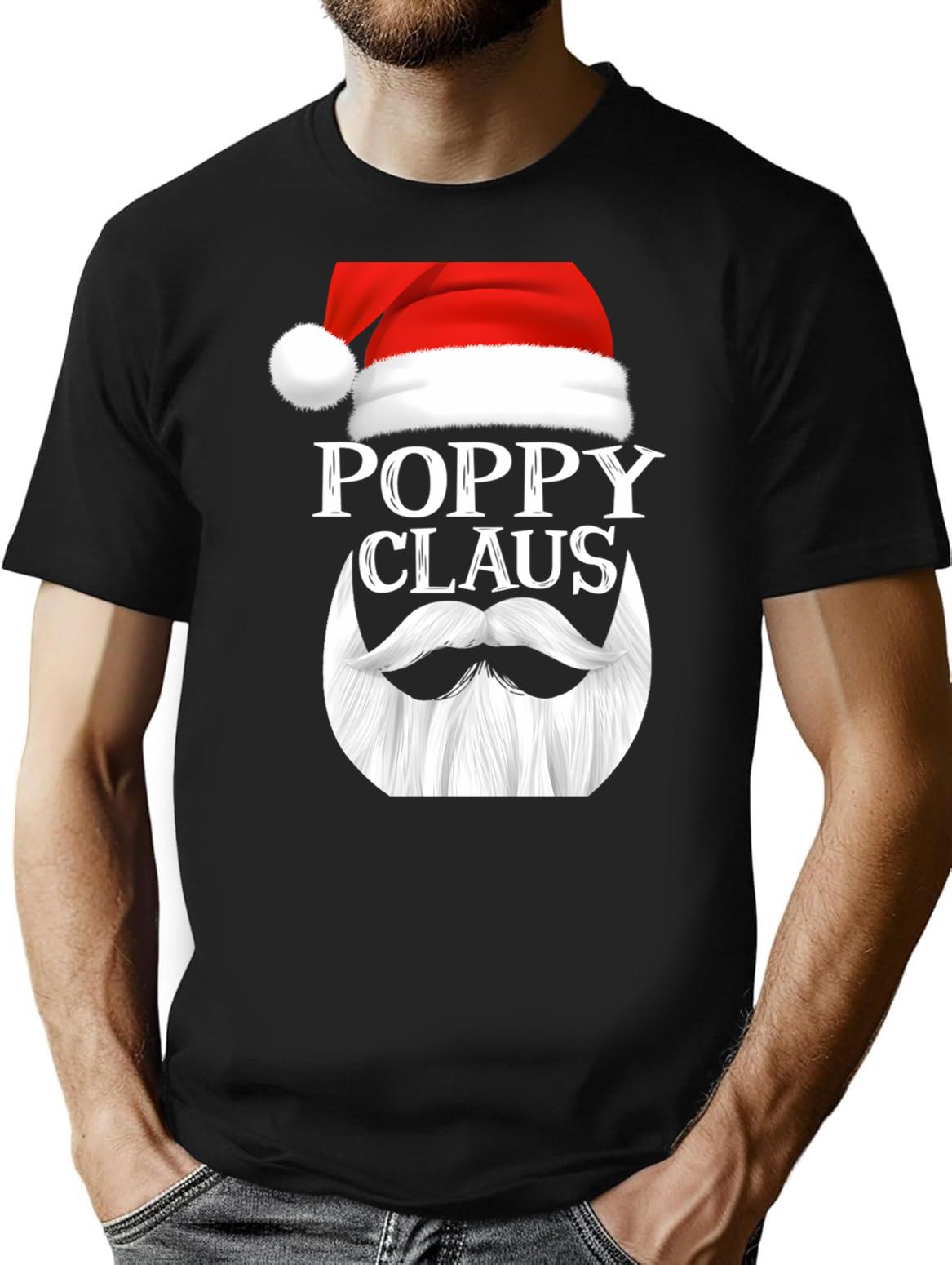 Poppy Claus Santa Family Matching Christmas Pajamas Gift T-Shirt for Men & Women, T-Shirts Graphic Tee - Black