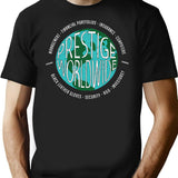 Prestige Worldwide Vintage Logo T-Shirt for Men & Women, T-Shirts Graphic Tee - Black