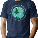 Prestige Worldwide Vintage Logo T-Shirt for Men & Women, T-Shirts Graphic Tee - Navy