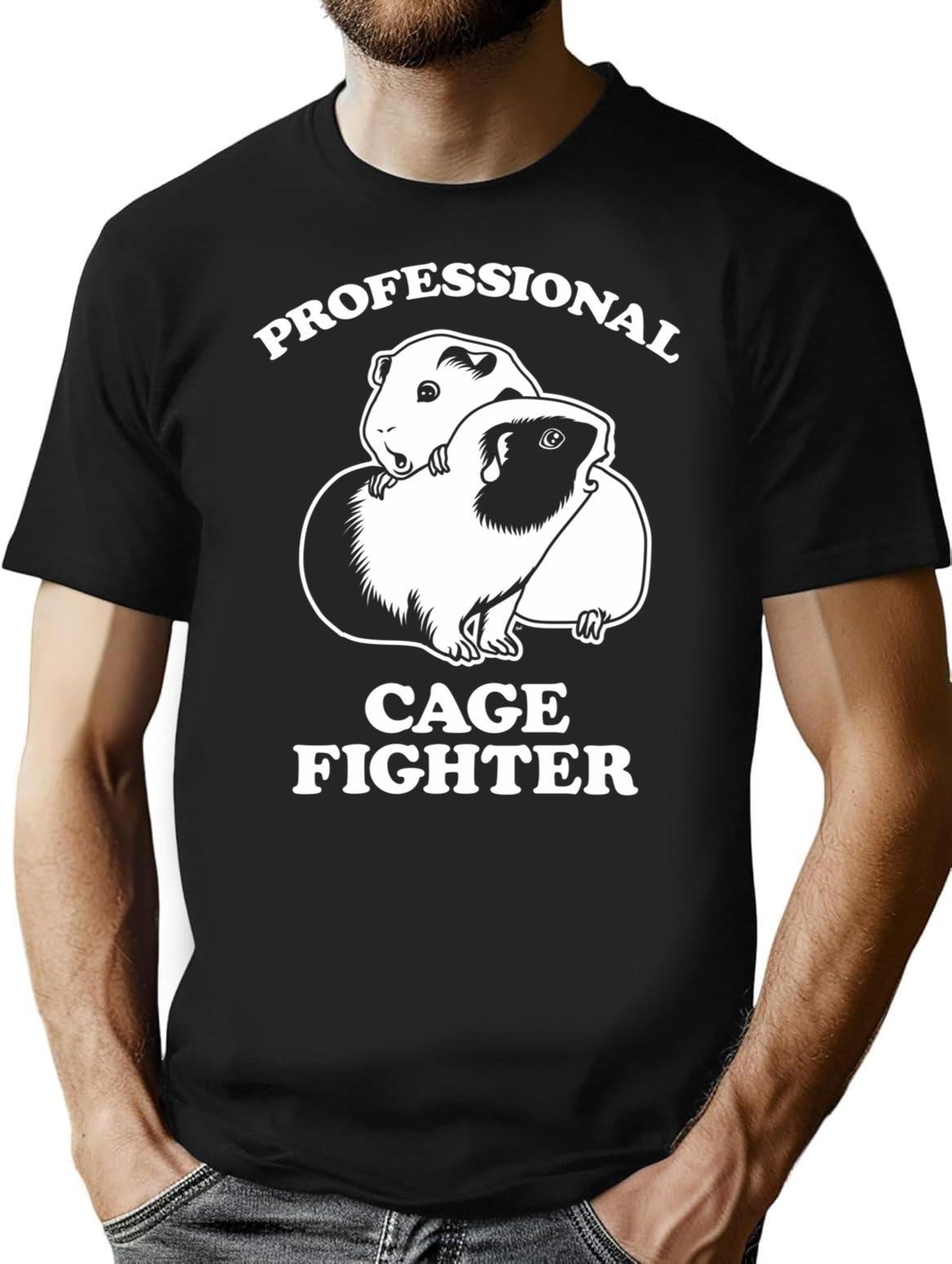 Professional Cage Fighter T-Shirt for Men & Women, T-Shirts Graphic Tee - Black