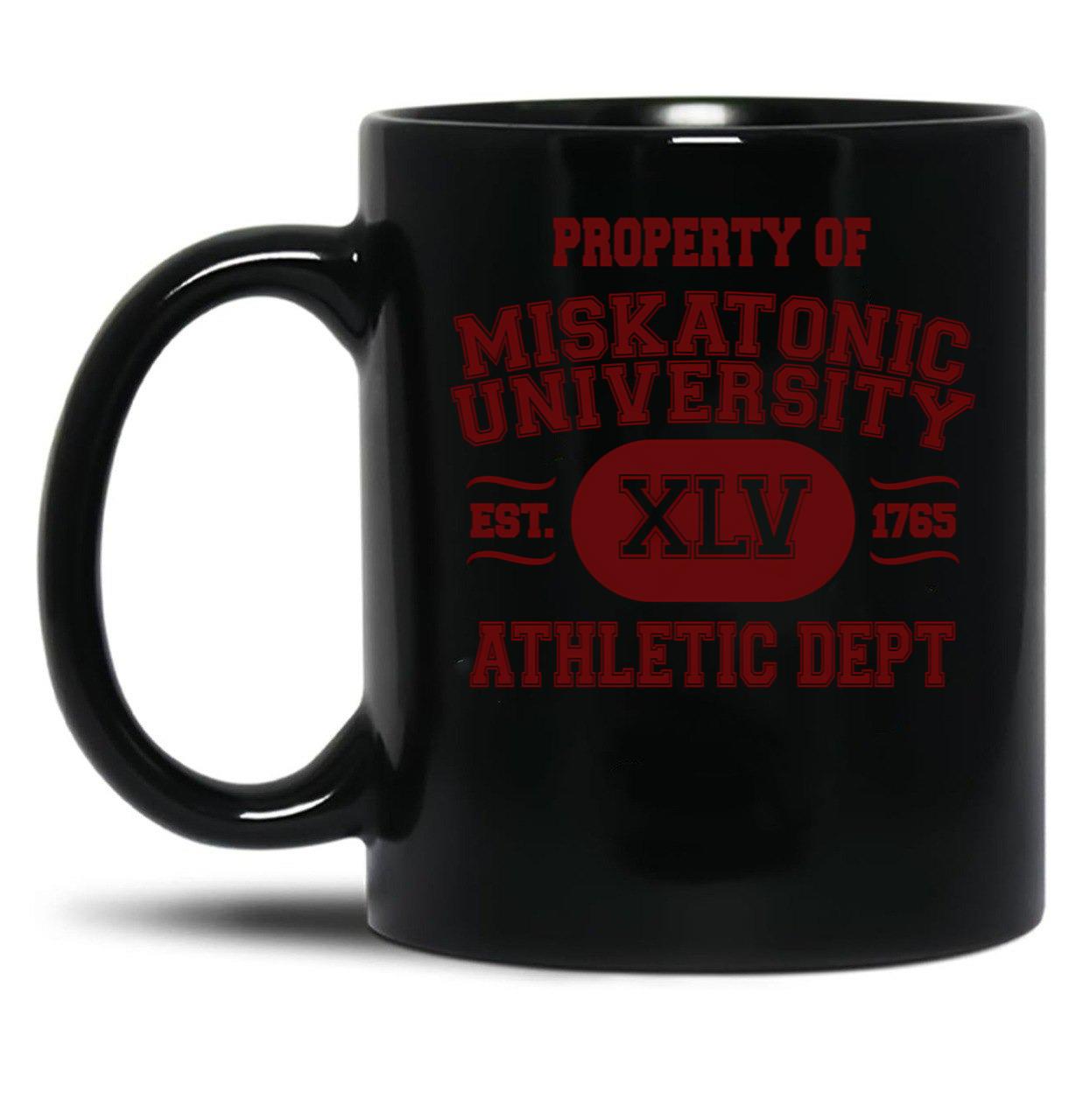 Property Of Miskatonic University Athletic Dept Black Coffee Mug, Gift Coffee Mug