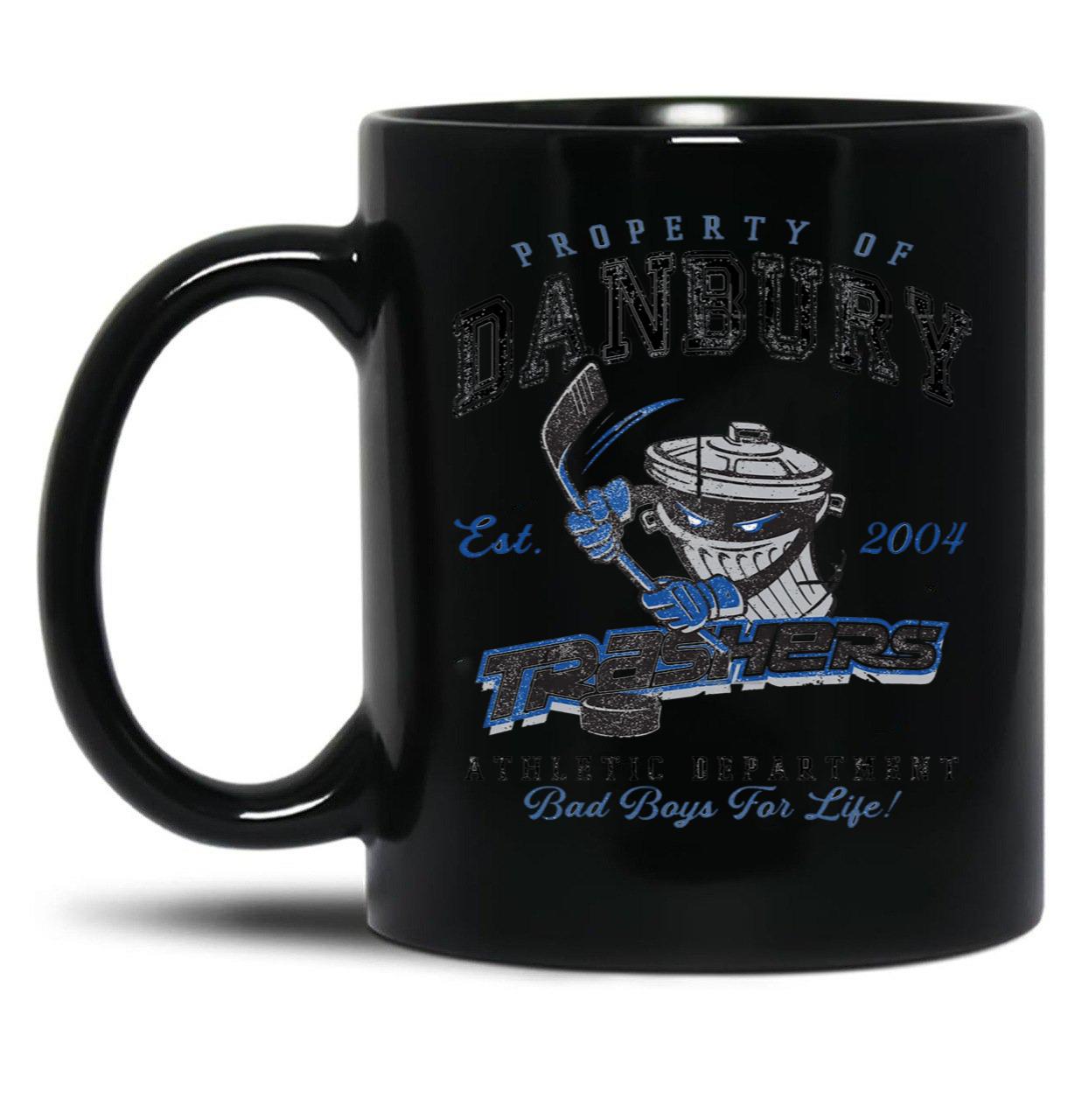 Property of Danbury Trashers Worn lts Baseball ¾ Sleeve Black Coffee Mug, Gift Coffee Mug