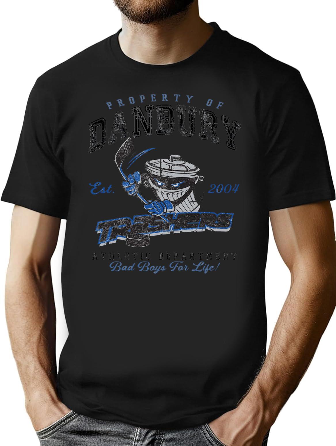 Property of Danbury Trashers Worn lts Baseball ¾ Sleeve Premium Heavyweight Cotton T-Shirt - Black