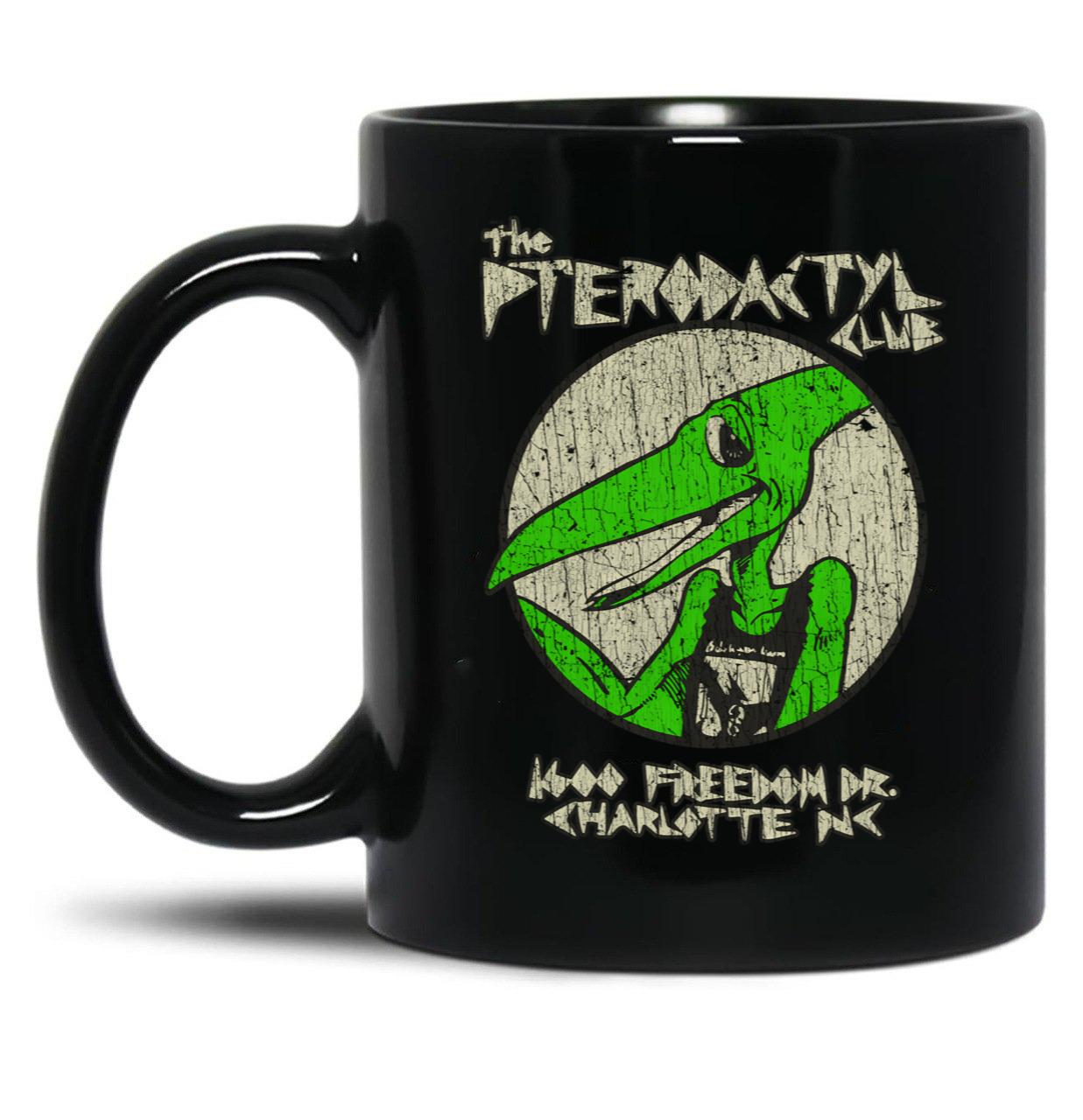Pterodactyl Club 1987 Black Coffee Mug, Gift Coffee Mug