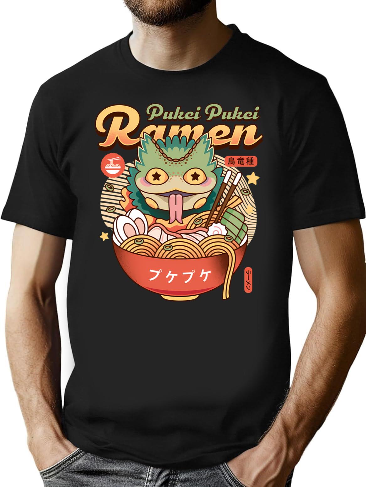 Pukei Pukei Ramen Vintage Premium Heavyweight Cotton T-Shirt - Black