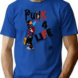Punky Punk 4 Life Brewster Essential Premium Heavyweight Cotton T-Shirt - Blue