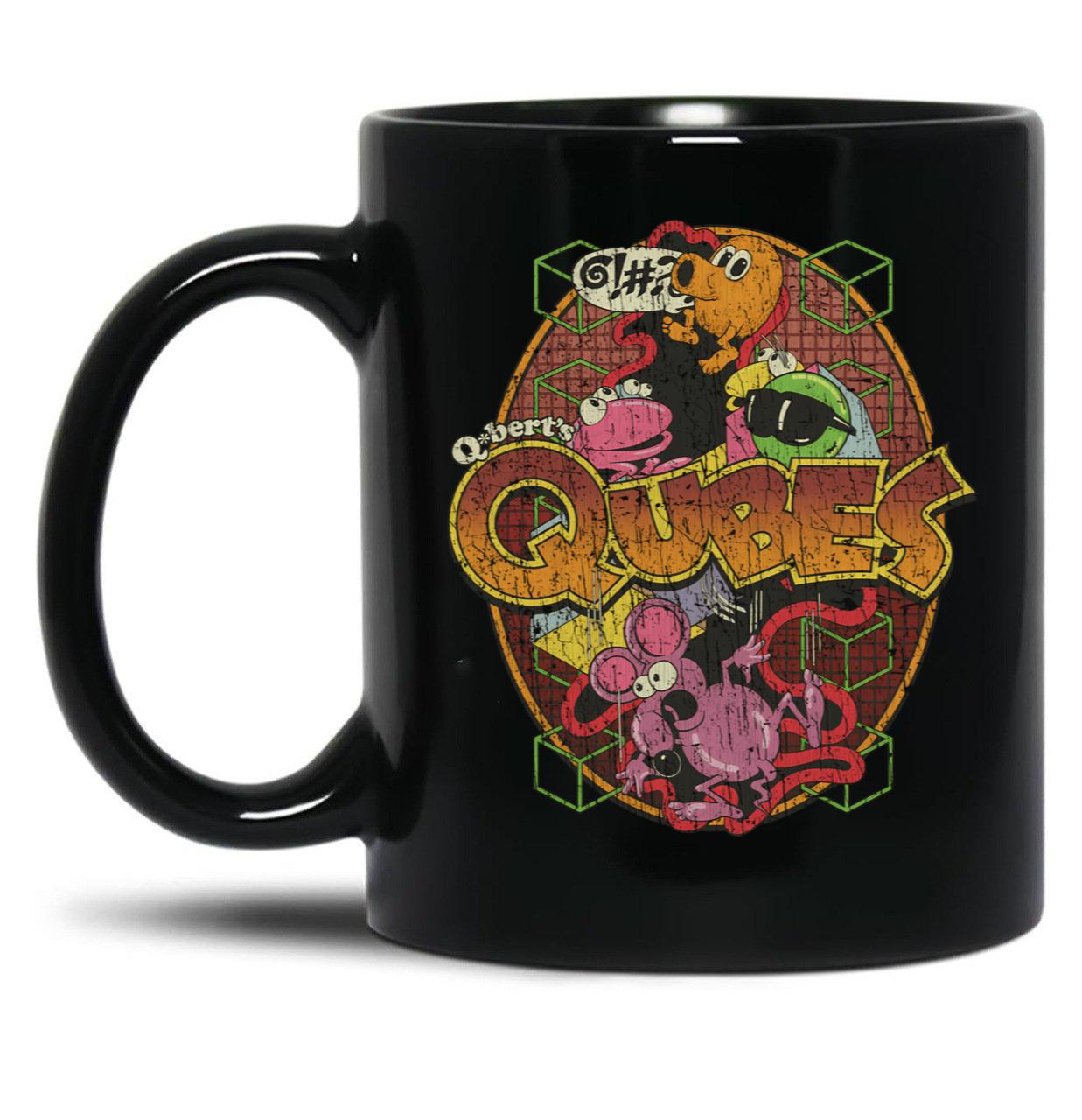 Qbert'S Qubes 1983 Black Coffee Mug, Gift Coffee Mug