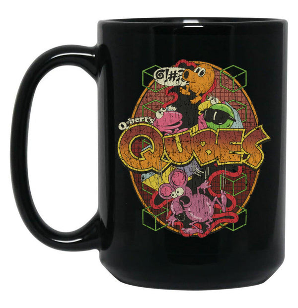 Qbert'S Qubes 1983 Black Coffee Mug, Gift Coffee Mug - Black