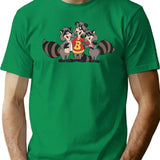 Raccoons Friends T-Shirt for Men & Women, T-Shirts Graphic Tee - Green