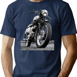 Race Day Motorcycle T-Shirt for Men & Women, T-Shirts Graphic Tee - Navy