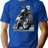 Race Day Motorcycle T-Shirt for Men & Women, T-Shirts Graphic Tee - Blue