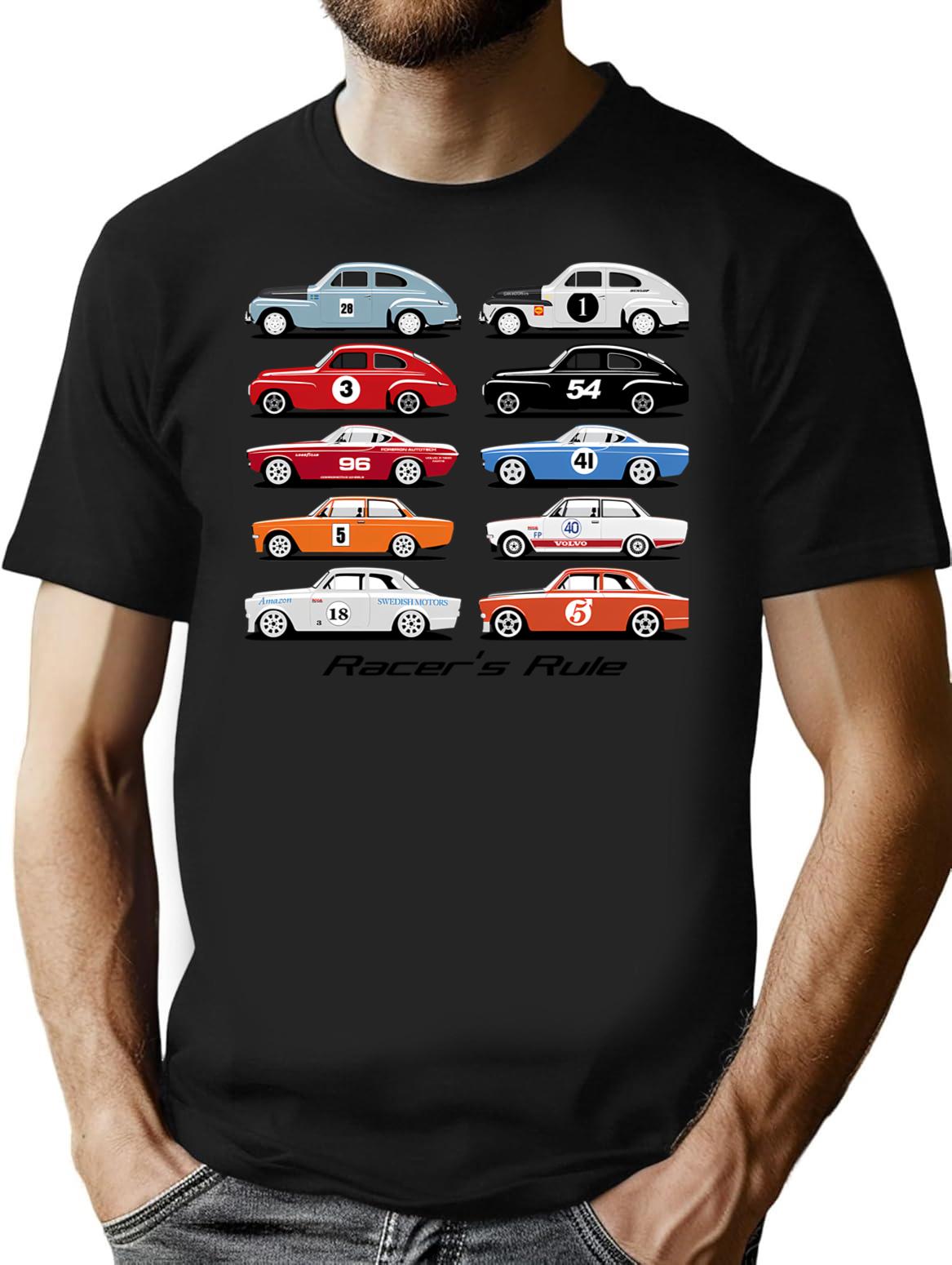 Racer'S Rule T-Shirt for Men & Women, T-Shirts Graphic Tee - Black