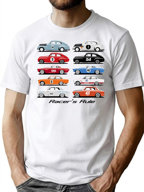 Racer'S Rule T-Shirt for Men & Women, T-Shirts Graphic Tee - White
