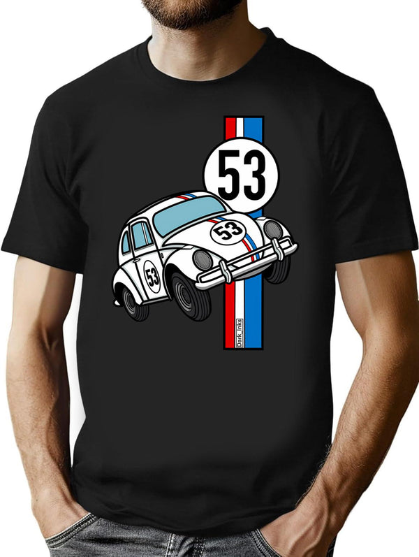 Racing Car Stripe T-Shirt for Men & Women, T-Shirts Graphic Tee - Black