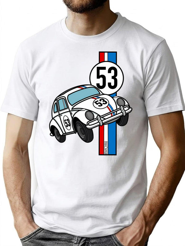 Racing Car Stripe T-Shirt for Men & Women, T-Shirts Graphic Tee - White